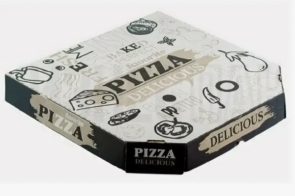 Коробка под пиццу 31*31*4,5 БУРАЯ, Очень вкусная BLACK& WHITE