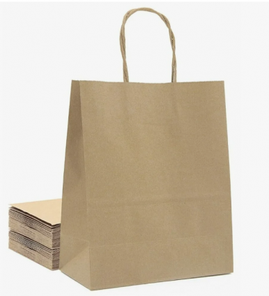 Пакет крафт 220*120*250 мм крученые ручки, 80 гр/м2